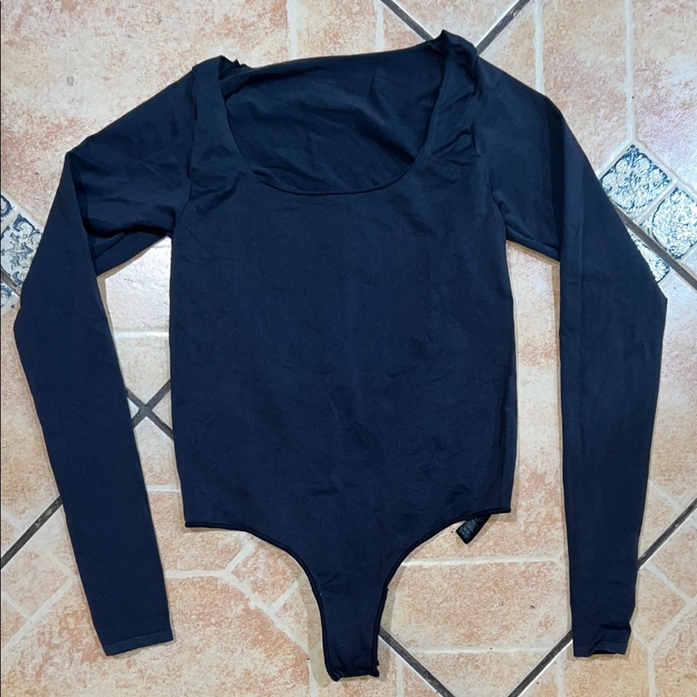 SKIMS Black Long Sleeve Bodysuit